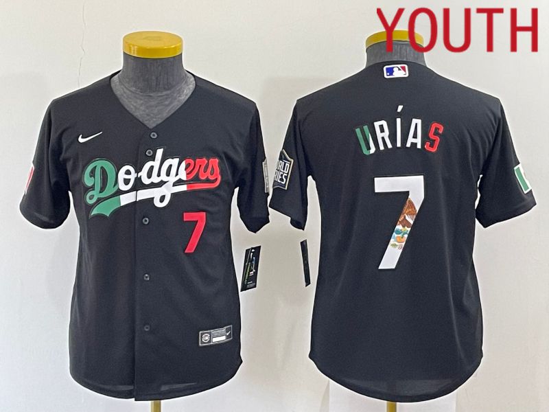 Youth Los Angeles Dodgers #7 Urias Black Nike 2022 MLB Jersey2
